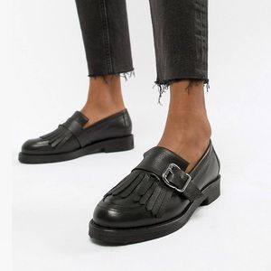 Office Fisher black leather buckle loafers